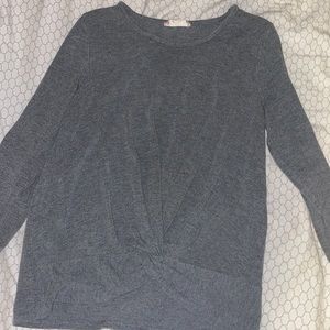 Pink Rose Gray Knotted Long Sleeve Tee